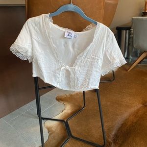 Princess Polly Vintage Tie Up Top White — US 0